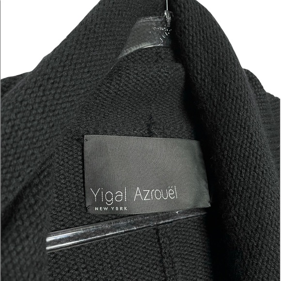 Yigal Azrouel | 100% Merino Wool Long Waterfall Cardigan Black Medium - Picture 2 of 6